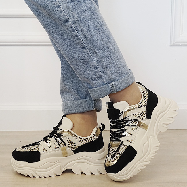 Sneakers bej/negru cu talpa groasa DKB9201 M4 [2]