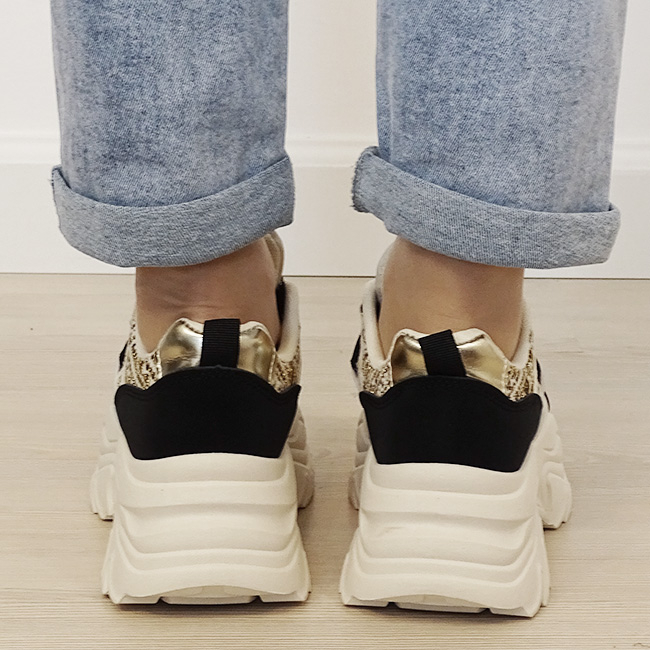 Sneakers bej/negru cu talpa groasa DKB9201 M4 [4]