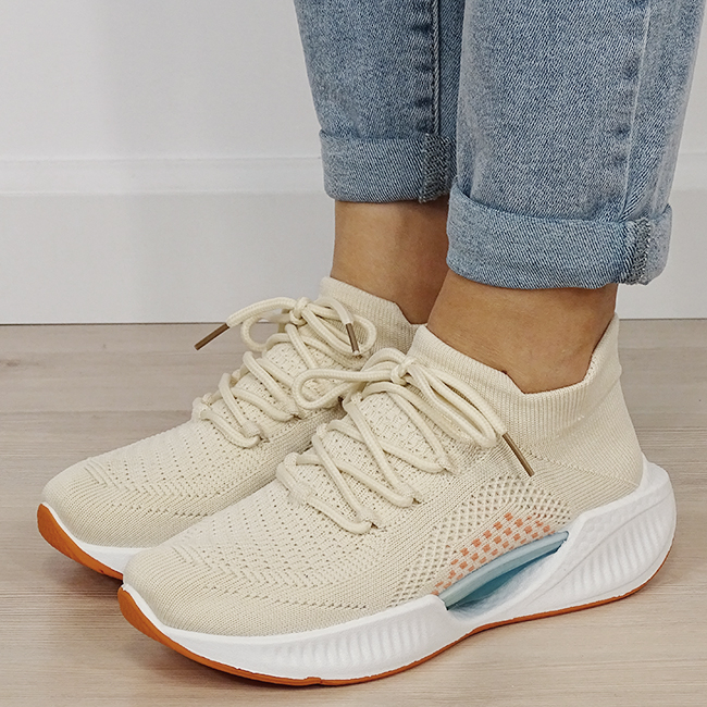 Sneakers bej tip soseta cu platforma 7561 M4 [2]