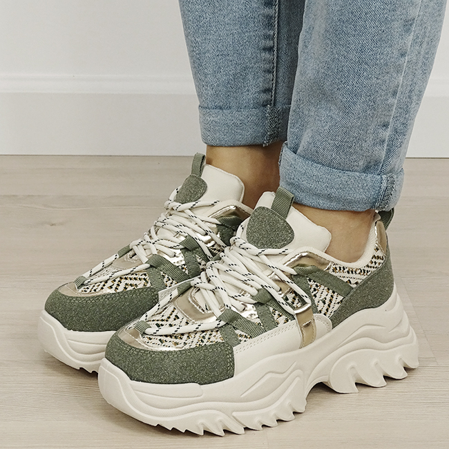 Sneakers bej/verde cu talpa groasa DKB9201 M4 [2]