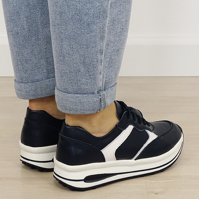 Sneakers bleumarin din piele naturala 5091 M6 [5]