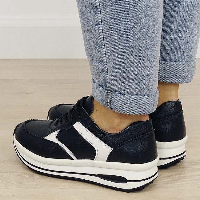 Sneakers bleumarin din piele naturala 5091 M6 [3]