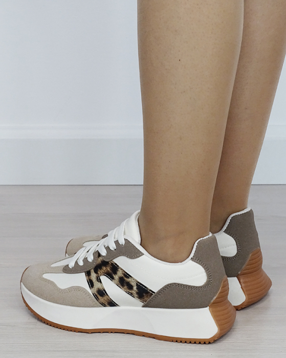 Sneakers dama bej cu imprimeu leopard 8917 M2 [3]