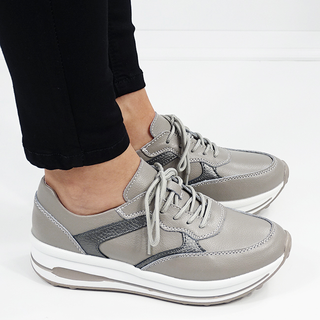 Sneakers gri din piele naturala 5091 M6 [8]