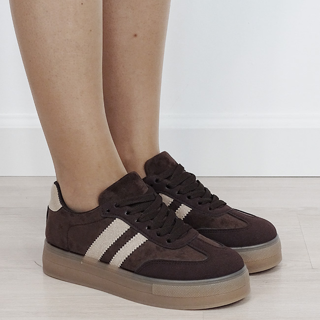 Sneakers maro cafeniu cu talpa groasa 9059 M2 [6]