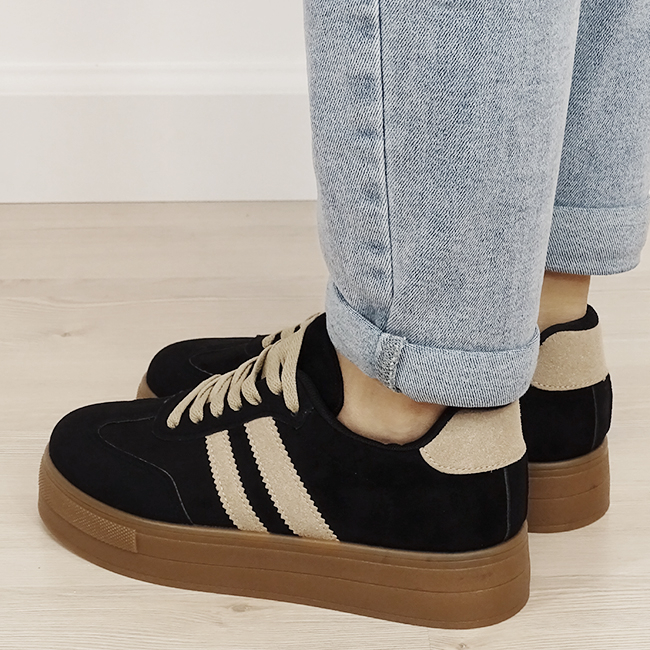 Sneakers negri cu talpa groasa 9059 M2 [3]