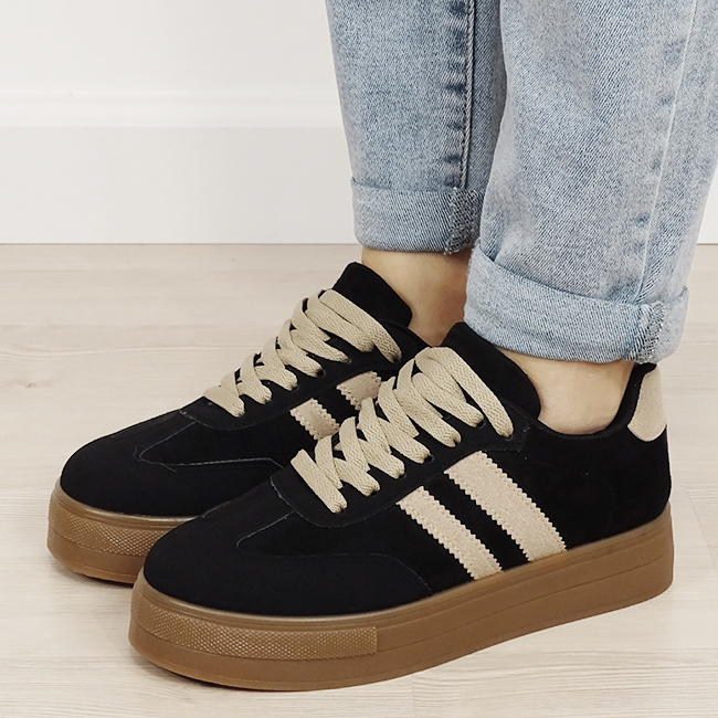 Sneakers negri cu talpa groasa 9059 M2 [2]