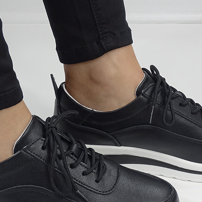 Sneakers negri din piele naturala 5090 M6 [8]