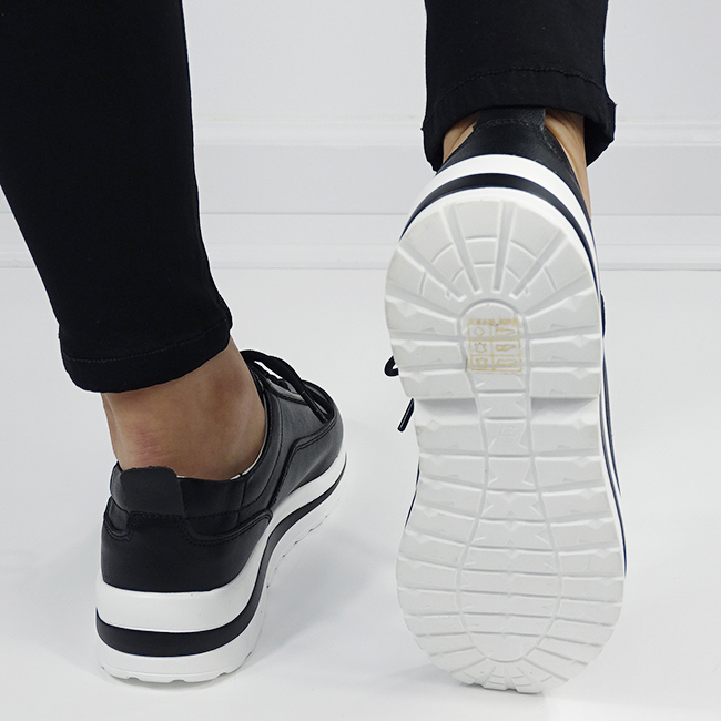 Sneakers negri din piele naturala 5090 M6 [7]