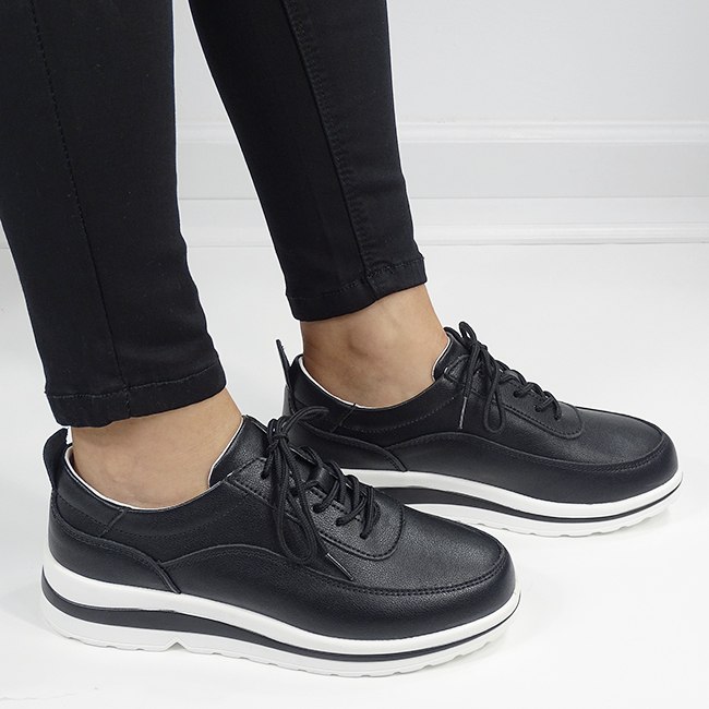Sneakers negri din piele naturala 5090 M6 [6]