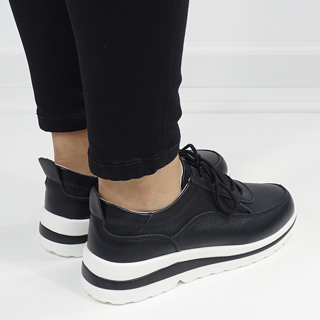 Sneakers negri din piele naturala 5090 M6 [5]