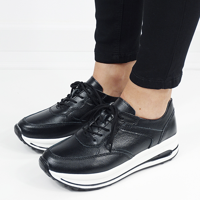 Sneakers negri din piele naturala 5091 M6 [2]