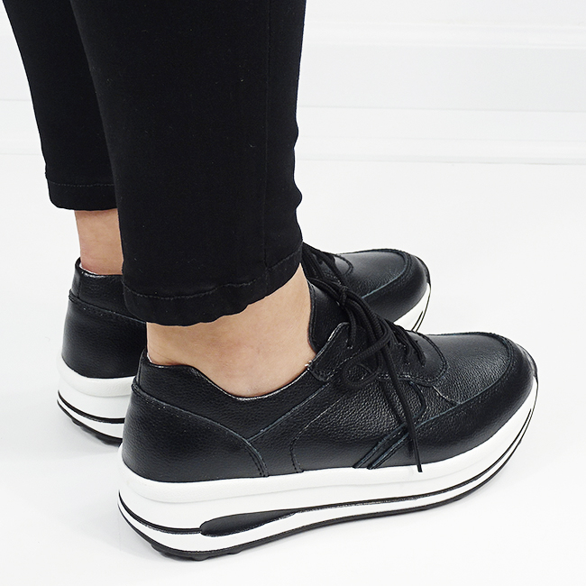 Sneakers negri din piele naturala 5091 M6 [7]