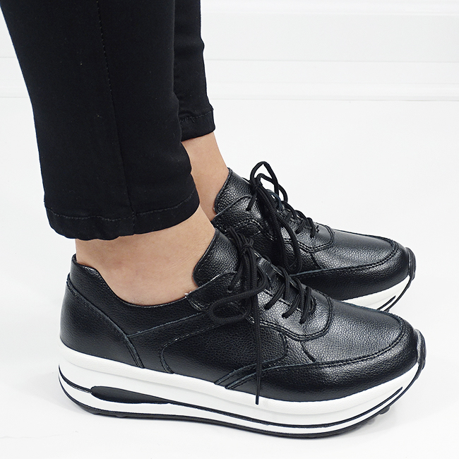 Sneakers negri din piele naturala 5091 M6 [3]