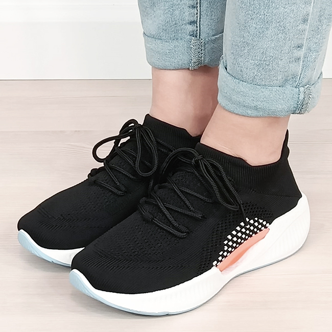 Sneakers negri tip soseta cu platforma 7561 M4 [2]