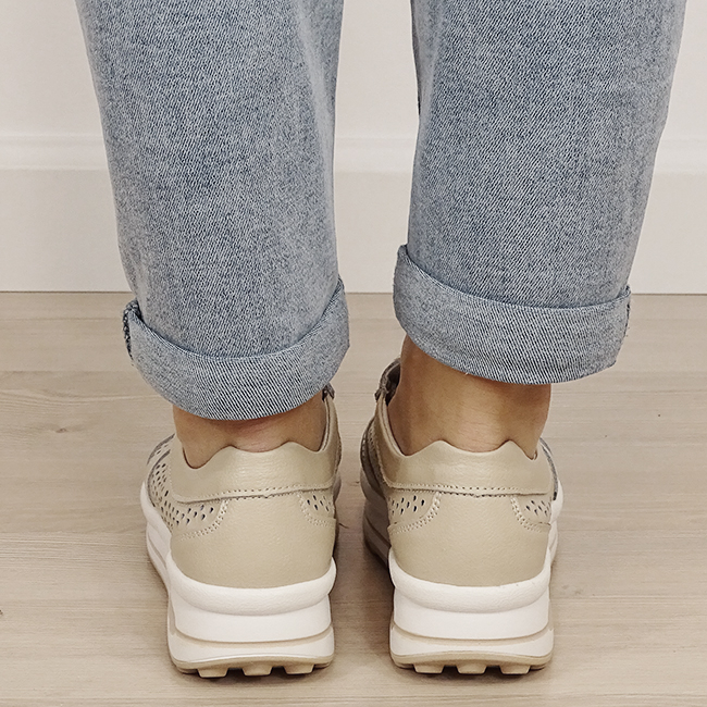 Sneakers piele naturala bej, perforat, Corina M4 [4]