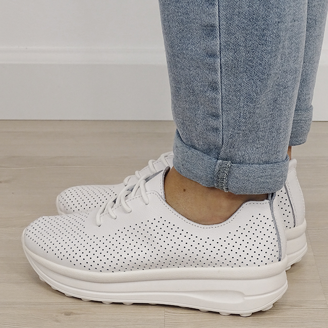 Sneakersi alb perforati din piele naturala 5122 M2 [3]