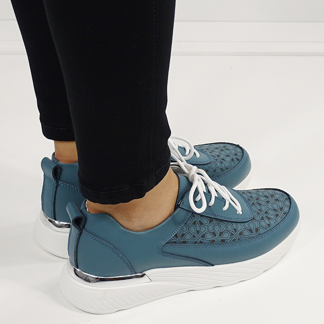 Sneakersi albastri din piele naturala 5108 M7 [5]