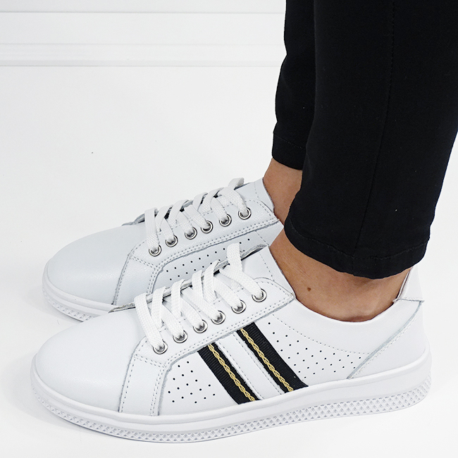Sneakersi albi din piele naturala 5088 M7 [3]
