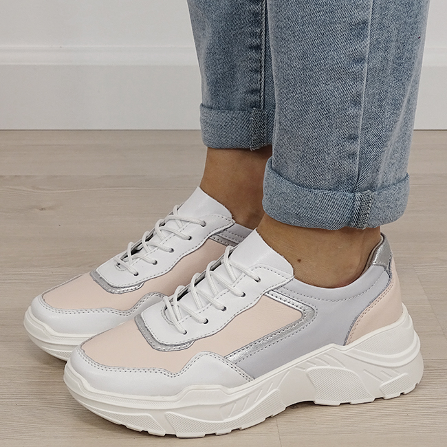 Sneakersi albi din piele naturala 5092 M2 [2]