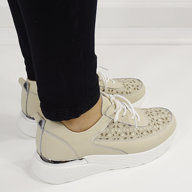 Sneakersi bej din piele naturala 5108 M7 [5]
