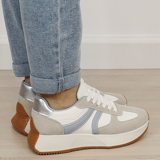 Sneakersi dama bej/albastru cu talpa groasa 9013 M2 [5]