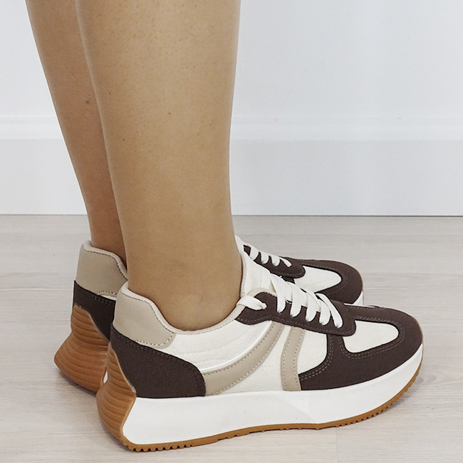 Sneakersi dama maro/bej cu talpa groasa 9013 M2 [5]