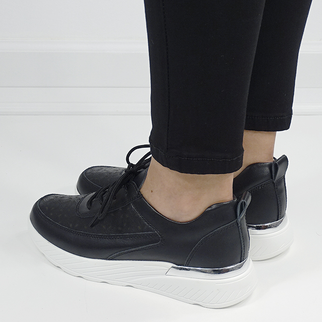 Sneakersi negri din piele naturala 5108 M7 [3]