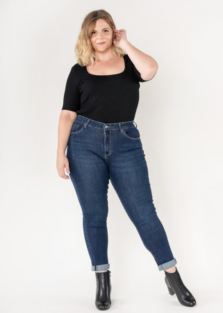 Femei - Blugi  dama basic marimi mari Nina Carter albastri P608-9 M10