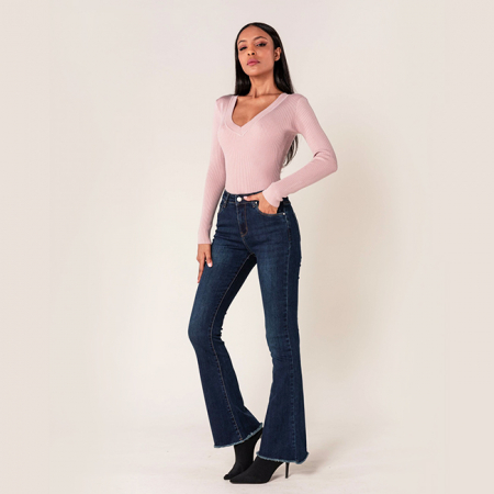 Femei - Blugi Dama Evazati BoatCut Nina Carter Albastru Inchis P218-2A M10
