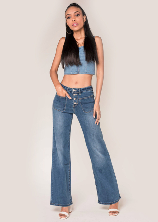 Blugi si pantaloni - Blugi Dama Evazati Nina Carter Albastri P139-1A M7