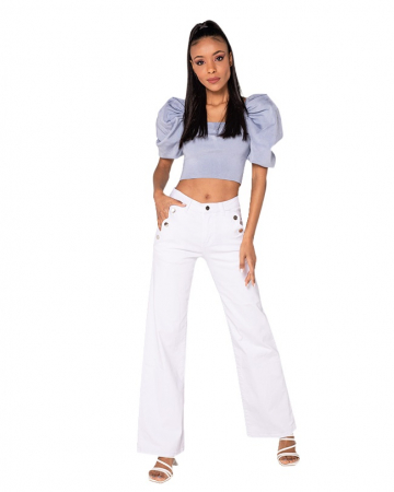 Blugi - Blugi dama evazati Nina Carter albi P195-10 M10