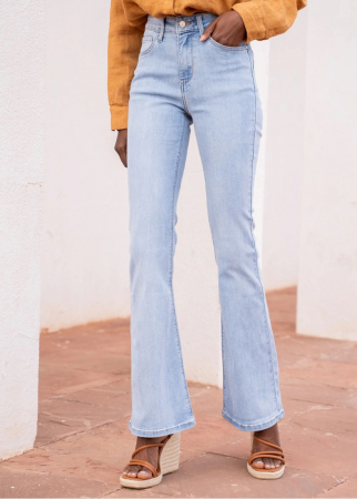 Blugi si pantaloni - Blugi dama evazati Oraije albastru deschis JD292C-1