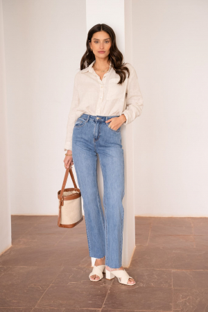 Blugi si pantaloni - Blugi dama Maddie Straight Oraije albastru deschis JD404A-1