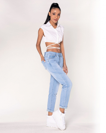 Blugi dama Mom Fit Nina Carter albastru deschis P189-6 [1]