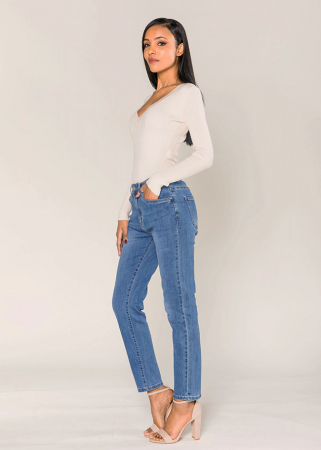 Blugi dama mom fit Nina Carter albastru inchis P189-5 M7 [3]