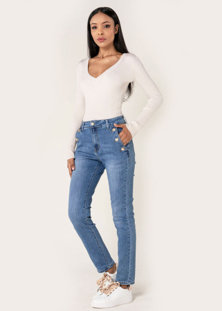 Blugi dama mom fit Nina Carter albastru P216 M10 [1]