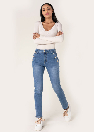 Noutati - Blugi dama mom fit Nina Carter albastru P216 M10