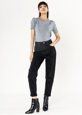 Blugi si pantaloni - Blugi dama Mom Fit Nina Carter Negru P502-8 M10