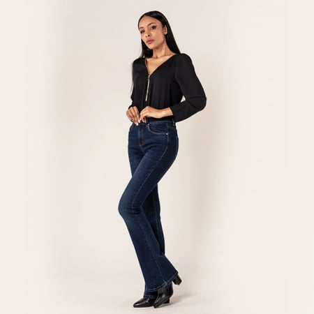 Blugi si pantaloni - Blugi Dama Evazati Nina Carter Albastru Inchis P212-2 M8