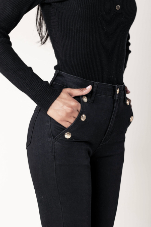 Blugi dama negri slim cu nasturi Nina Carter P217-8A M9 [6]