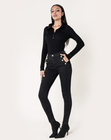 Blugi dama negri slim cu nasturi Nina Carter P217-8A M9 [2]