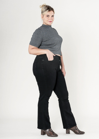 Noutati - Blugi dama regular fit marimi mari Nina Carter negru P612-8  M10