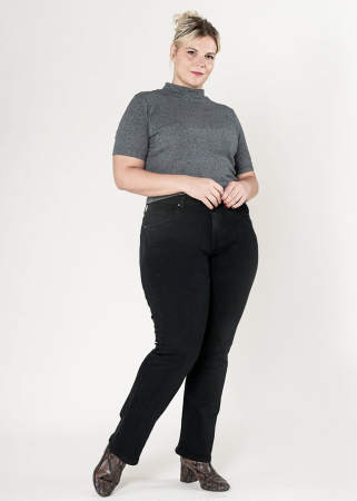 Blugi dama regular fit marimi mari Nina Carter negru P612-8  M10 [2]