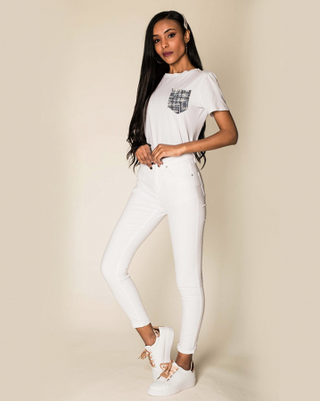 Blugi si pantaloni - Blugi Dama Slim Nina Carter Albi P109-2 M8