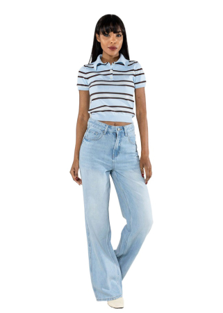 Blugi dama wide leg Nina Carter albastru deschis T001-1 M7 [1]