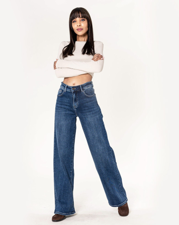 Blugi dama wide leg Nina Carter albastru J259 M8 [2]