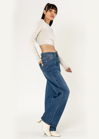Blugi de dama albastri Wide Leg cu talie inalta Nina Carter T005-2 M9 [3]