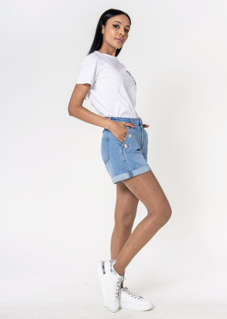 Blugi scurti cu terminatie rasucita P506-6 M7, Albastru deschis [2]