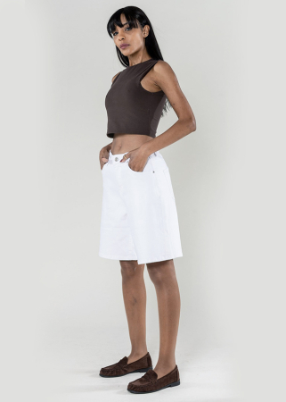 Blugi scurti albi wide leg P617-10C M7 [4]